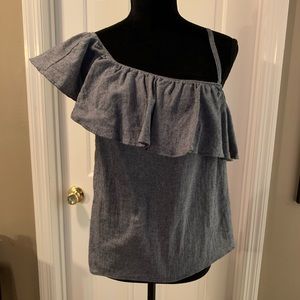 Free People, Asymmetrical Chambray Top, Size Small